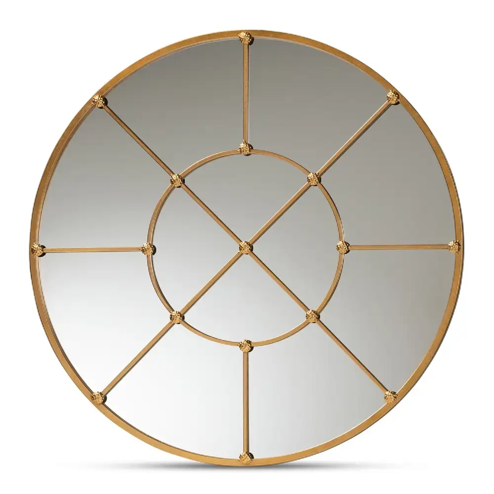 Metal-Framed Round Wall Mirror