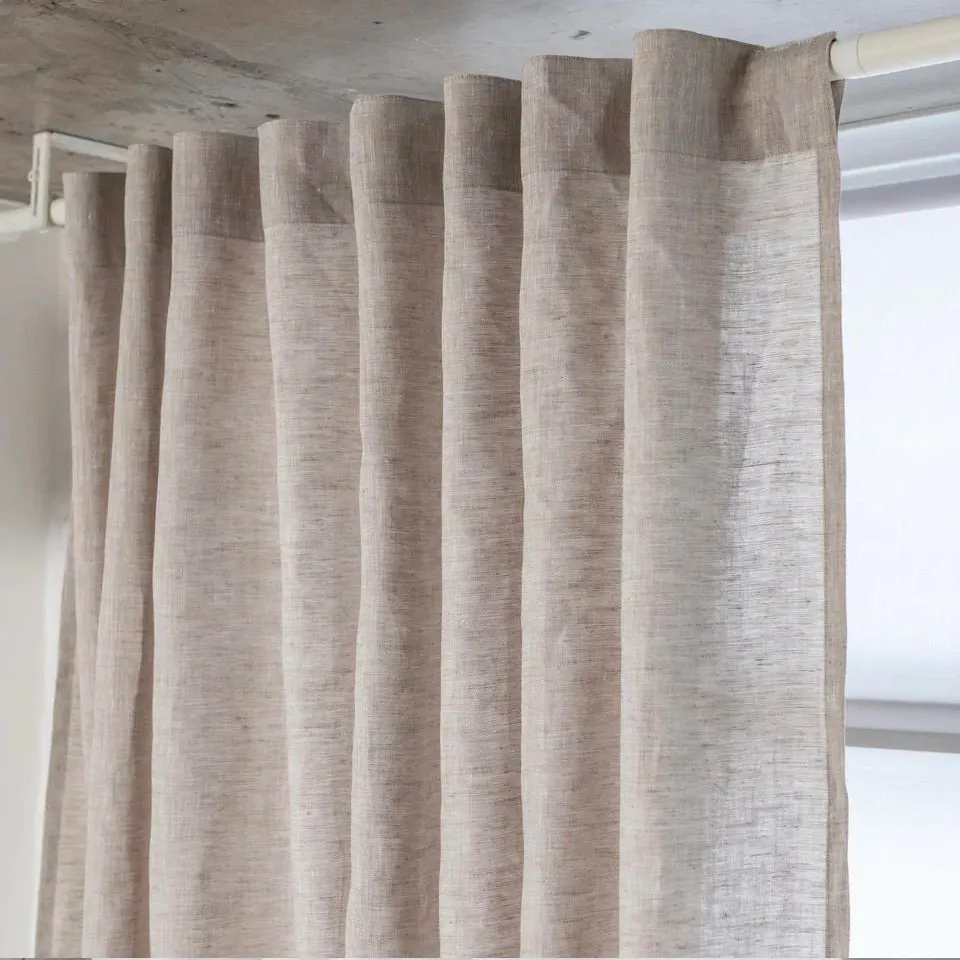 Simple Back Tab Linen Curtain