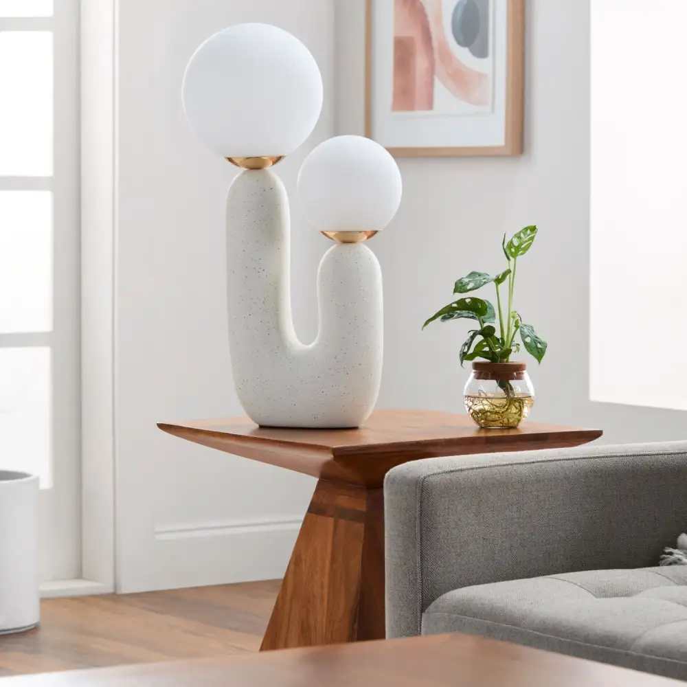 Double Round Glass Table Lamp