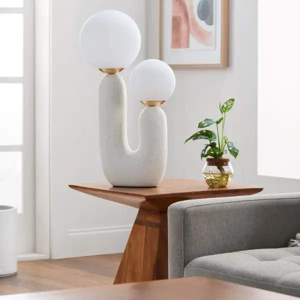 Double Round Glass Table Lamp