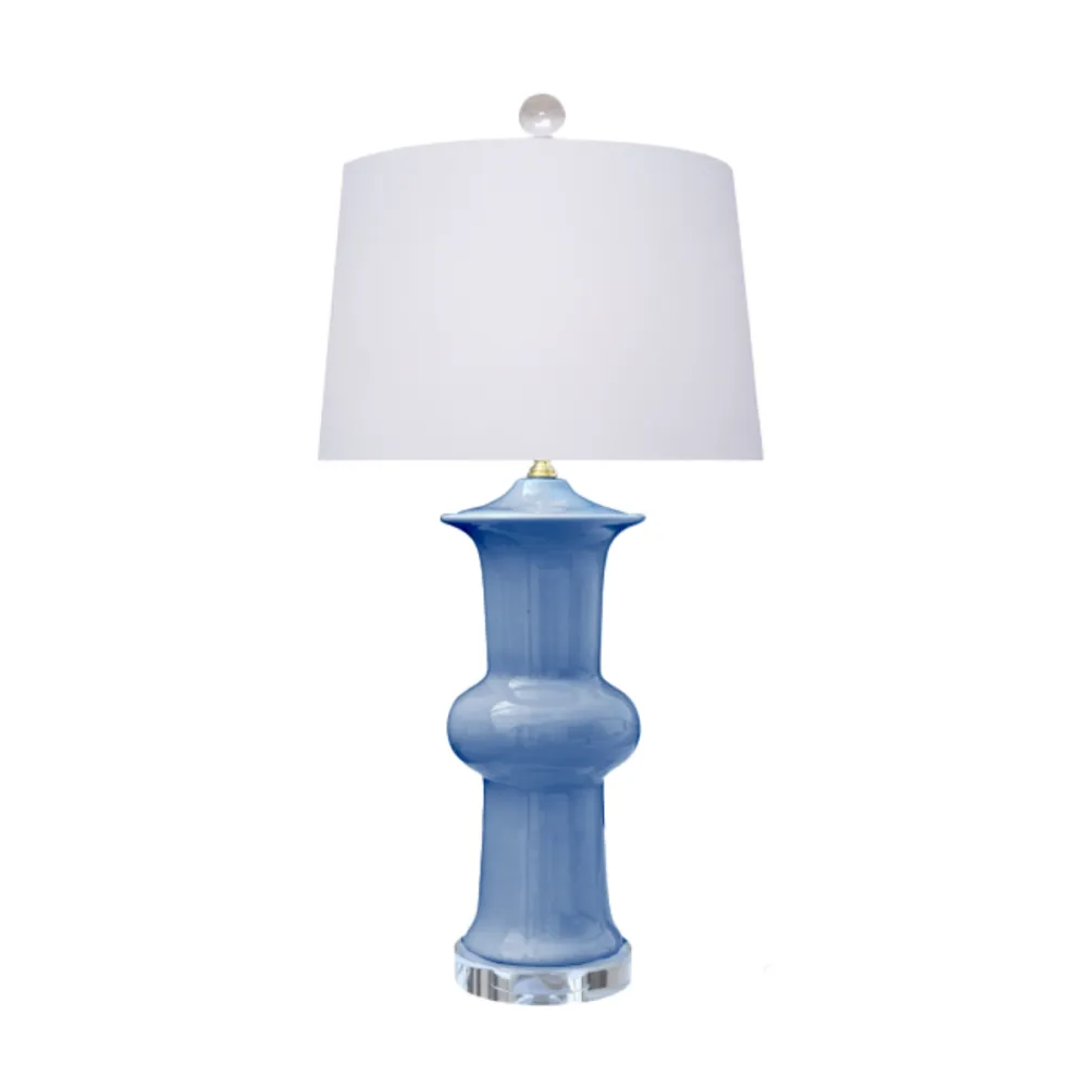 Hourglass Porcelain Drum-Shade Table Lamp