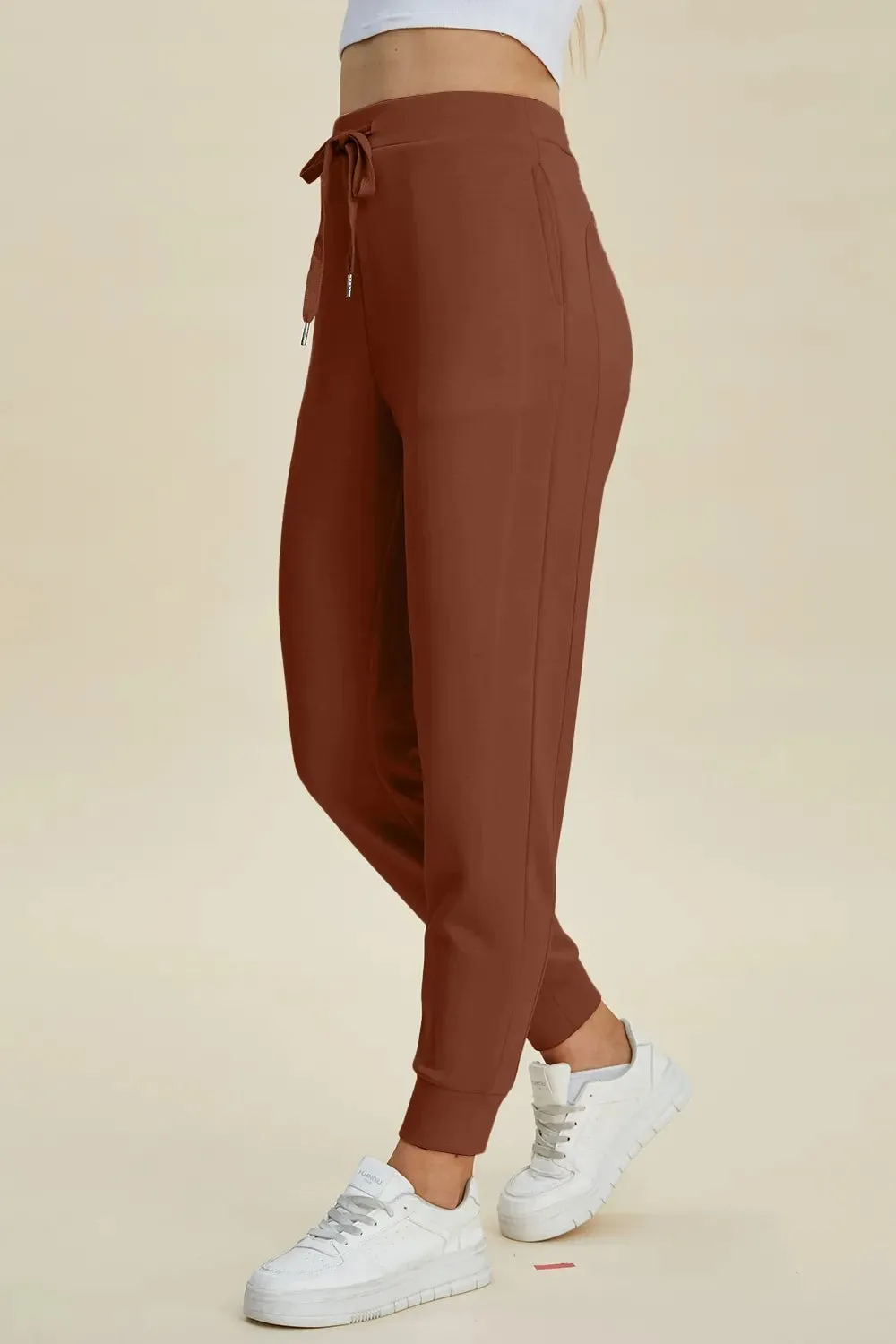 Relaxed High Waist Drawstring Casual Pants