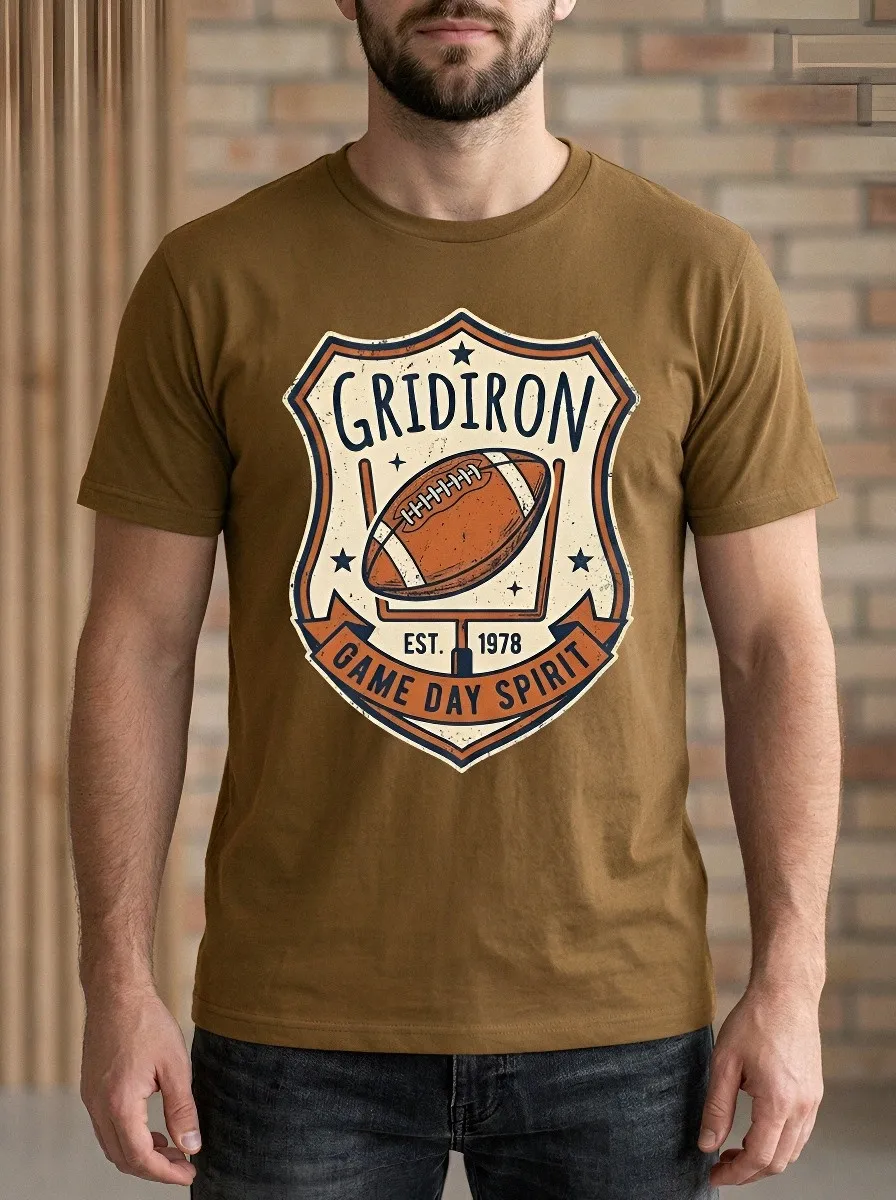 Men's American Football Gridiron Game Day Spirit Printed T-shirt