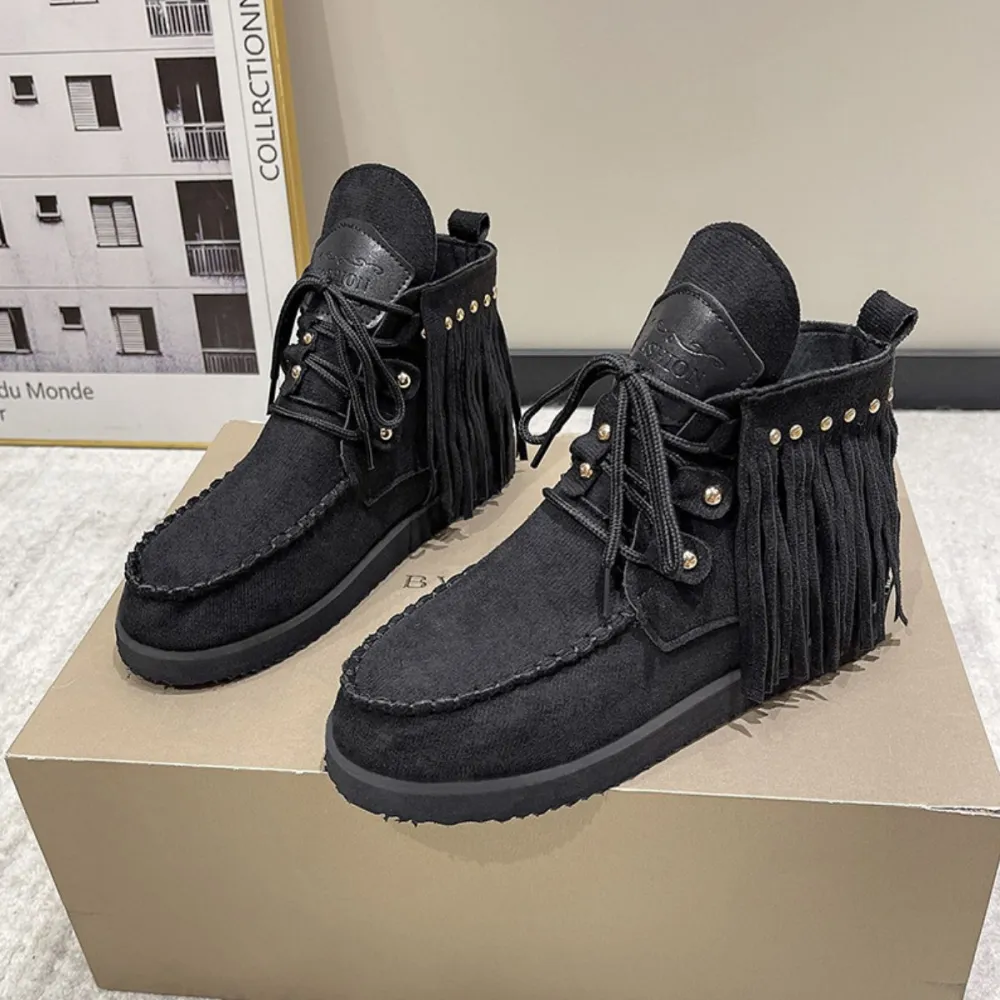 Round Toe Fringe Boots