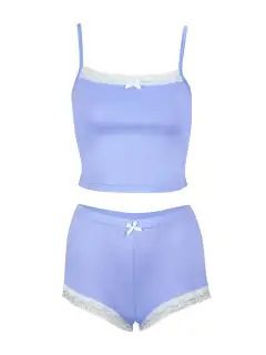 Refined Lace-Trim Top and Shorts Matching Set