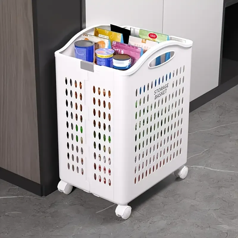 Compact Large Foldable Rolling Laundry Basket