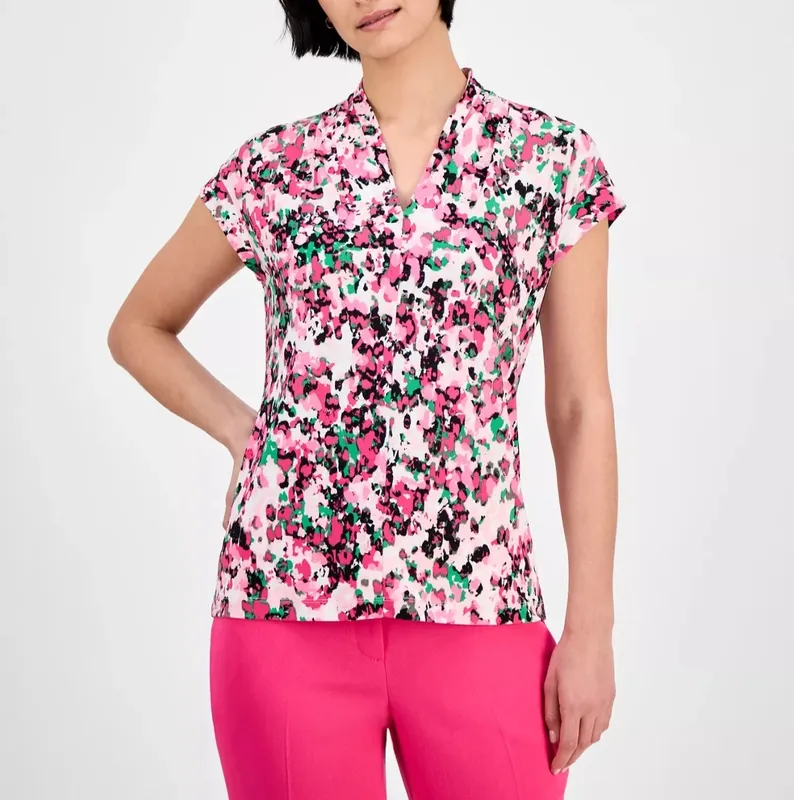Printed Floral V Neck Top