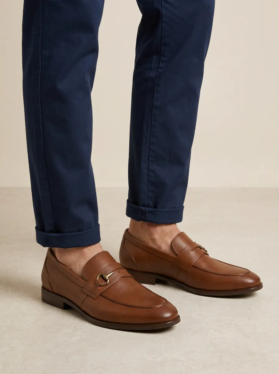 Men's Classic Business Leather Metal Buckle Loafers