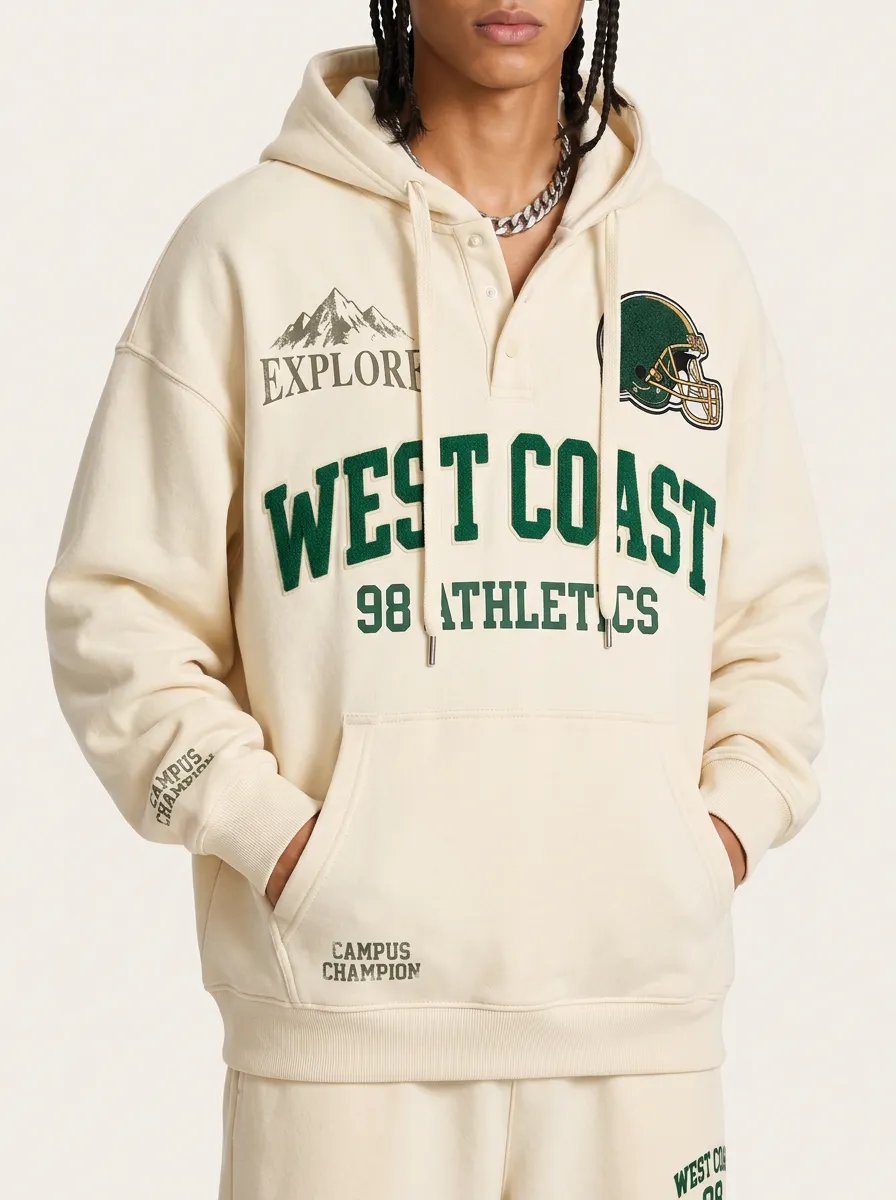 Men's West Coast Football Mountain Printed Hoodie