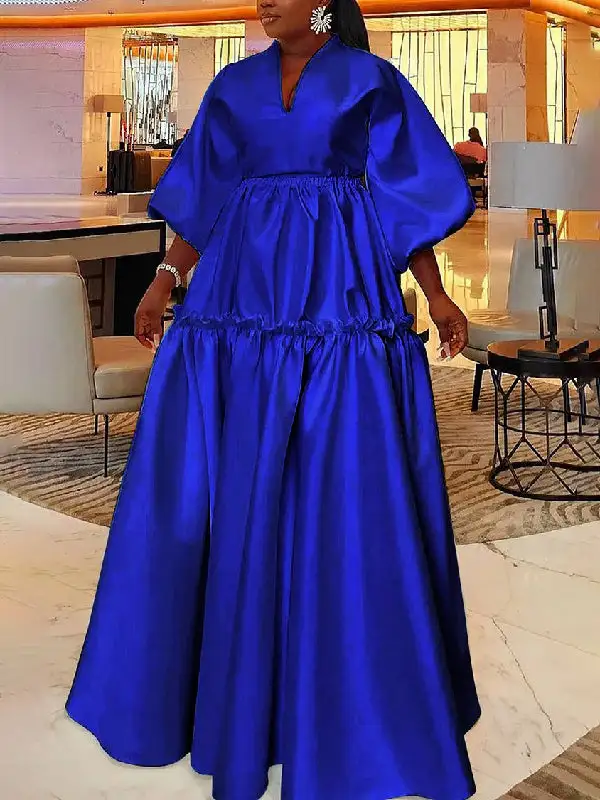 Falbala Neck Maxi Dress