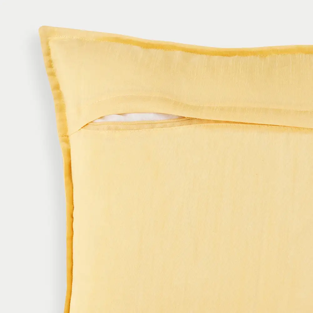 Yellow Bloom Embroidered Cushion Cover