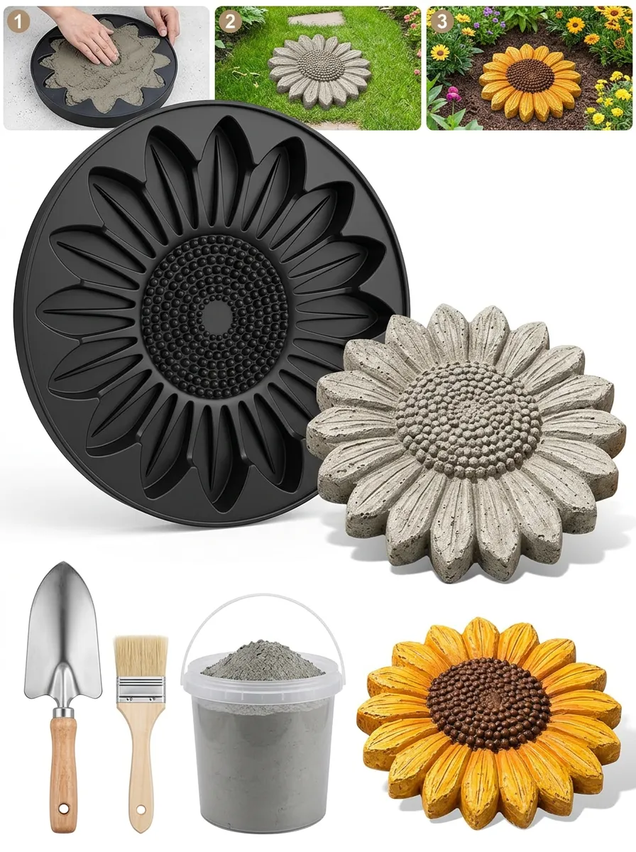 Sunflower Concrete Stepping Stone Mold