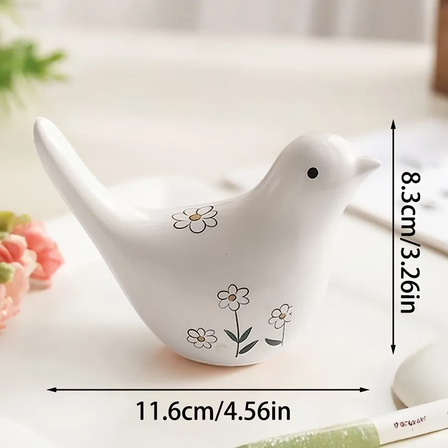 Floral Ceramic Bird Figurines
