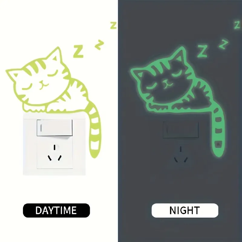 3 Pcs Glow-in-the-Dark Cat Switch Stickers