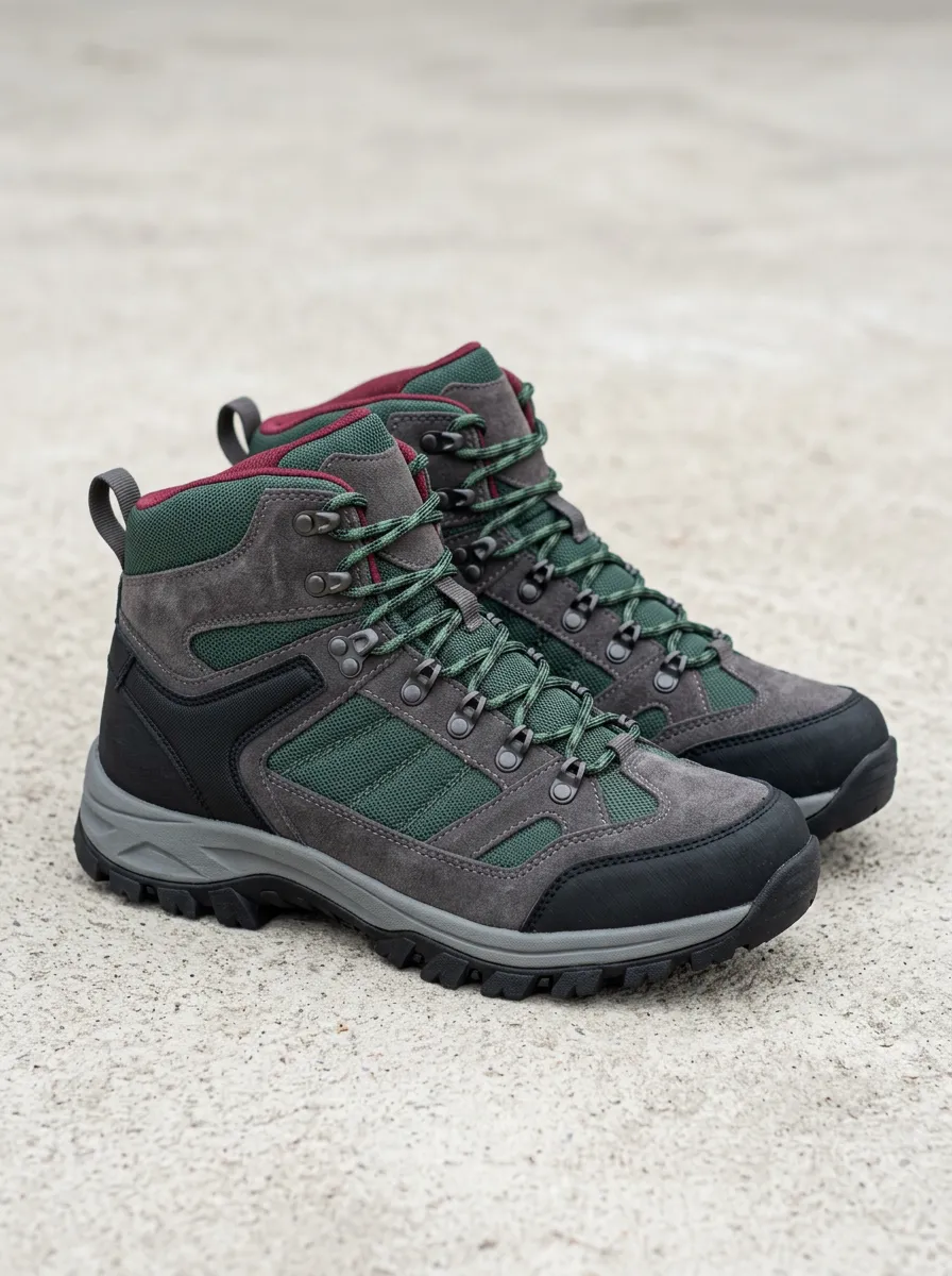 Men's Multi-Tone Suede Mesh Hiking Boots