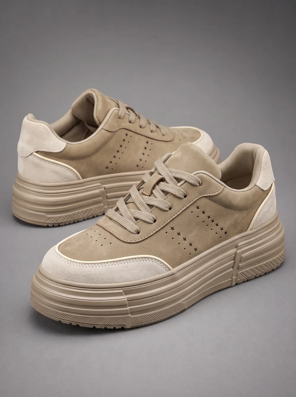 Perforated Star Platform Skate Sneakers
