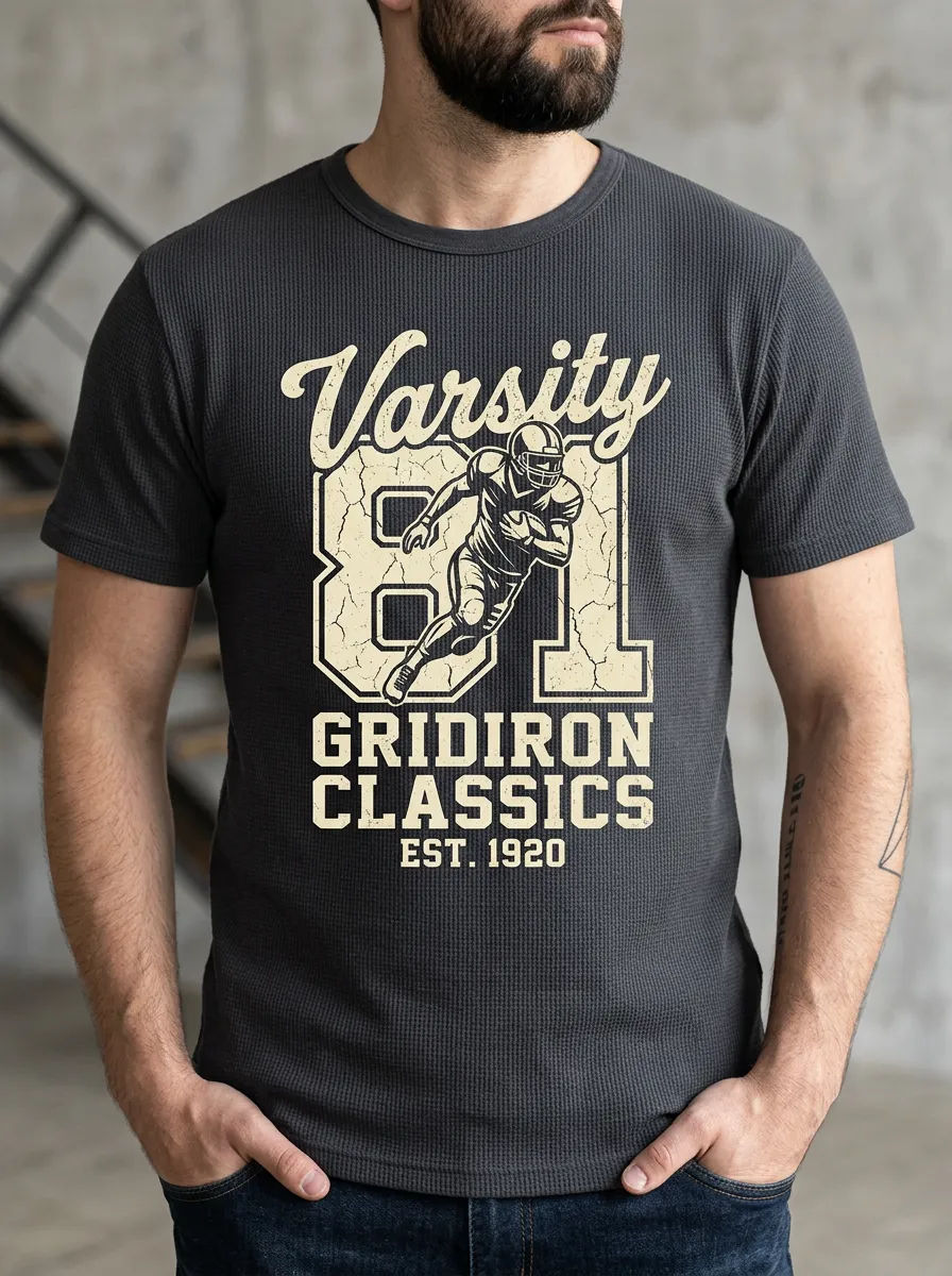 Men's Retro Gridiron Helmet Graphic T-Shirt