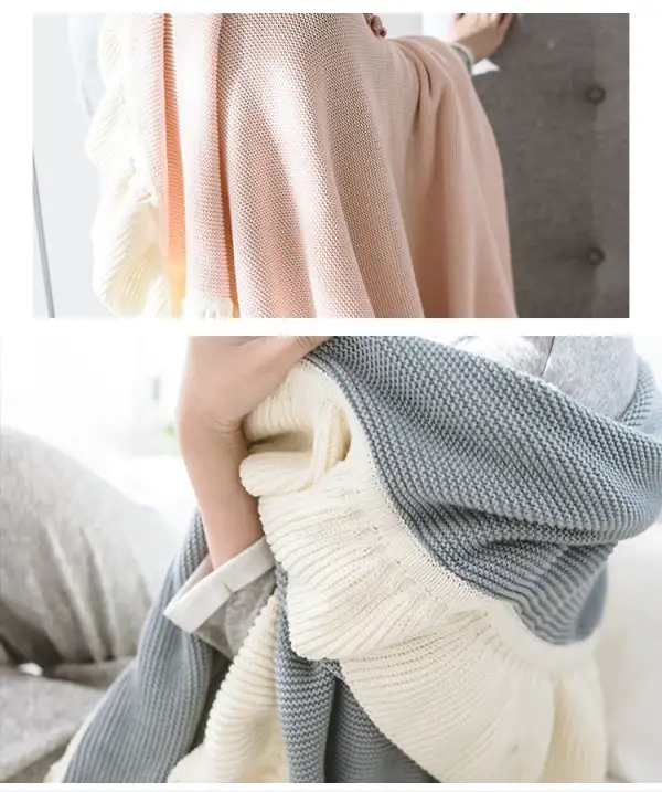 Soft Cotton Lotus Flange Throw Blanket