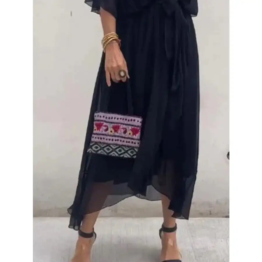 Full Size Flowy Tie Front Midi Dress with Flutter Sleeves Plus Size