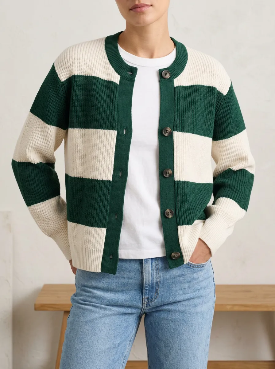 Statement Rugby Striped Knit Cardigan