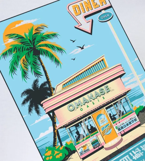 Seaside Vacation Pattern Crew Neck T-Shirt