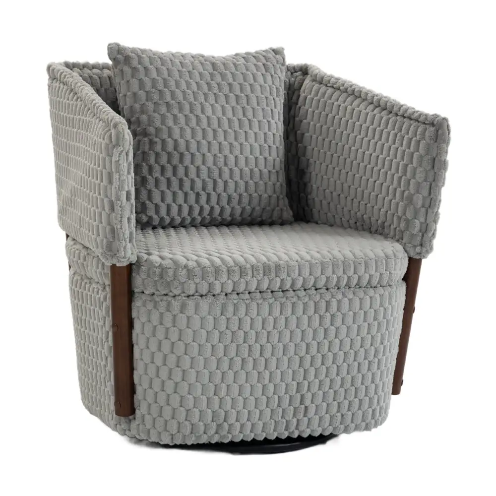 Textured Mid-Century Upholstered Swivel Chair