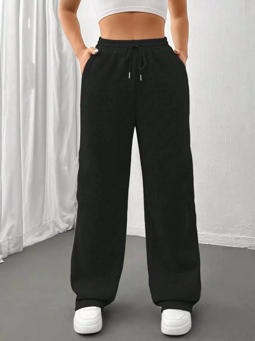 Drawstring Relaxed Fit Pocketed Casual Pants