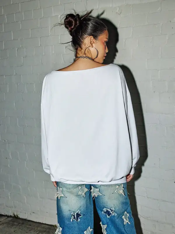Women Number Oversized Fit Number Graphic Sweatshirt
