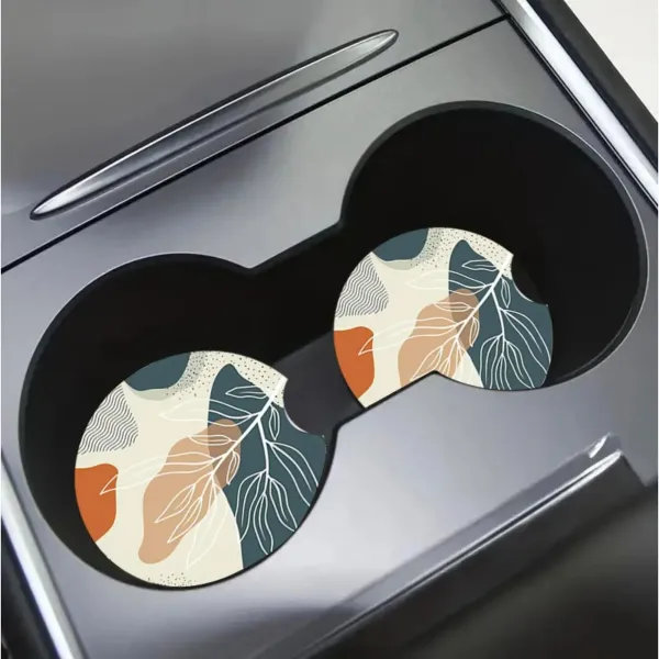 Plant Print Car Cup Coasters