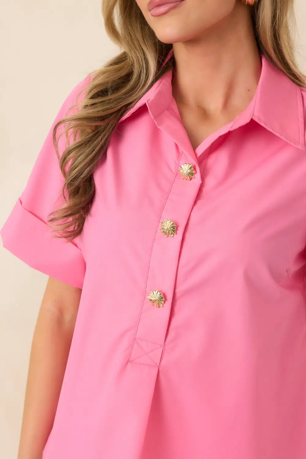 Let Get Button Front Blouse