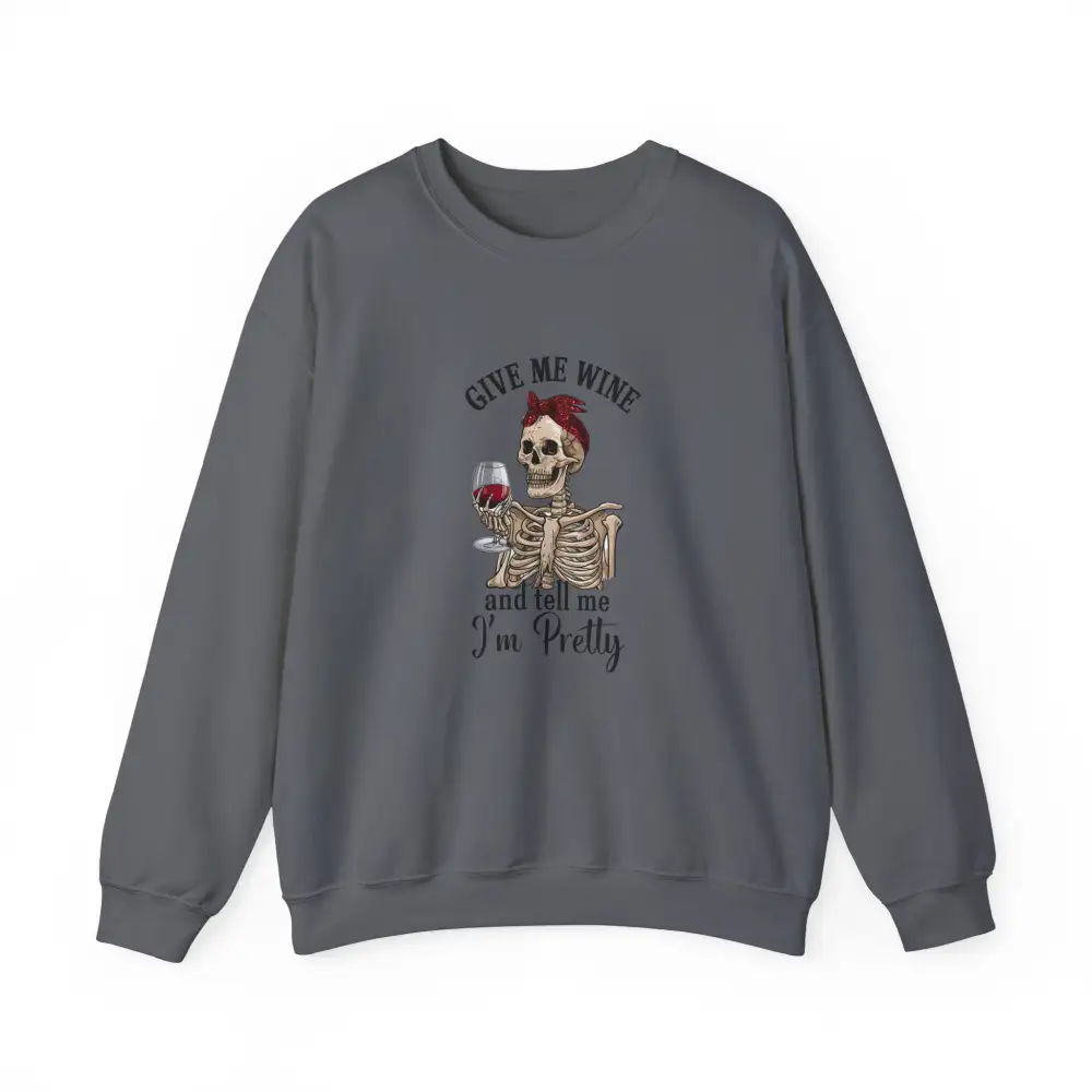 Skeleton Wine Graphic Crewneck Sweatshirt