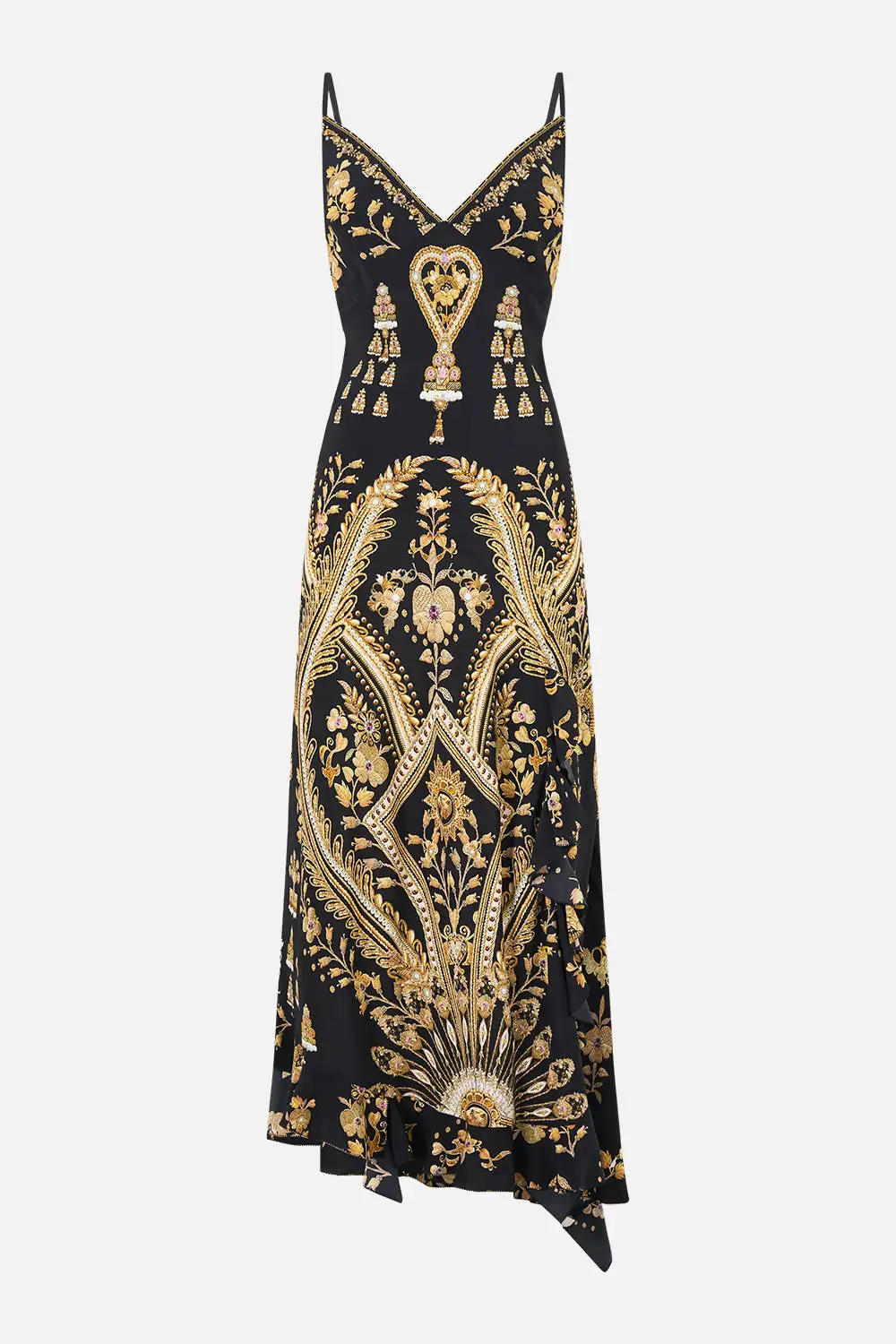 Bias Slip Dress with Frill Hem
