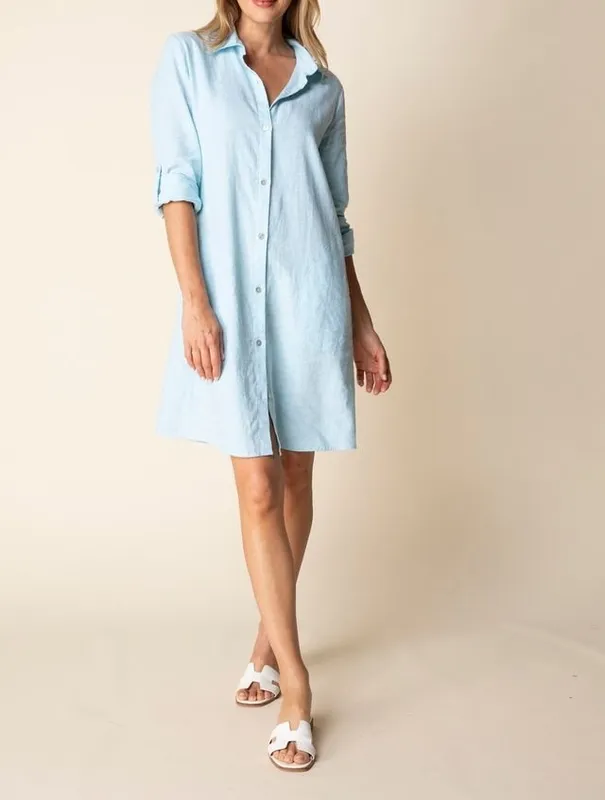 Linen Cotton Collared Button-Front Shirt