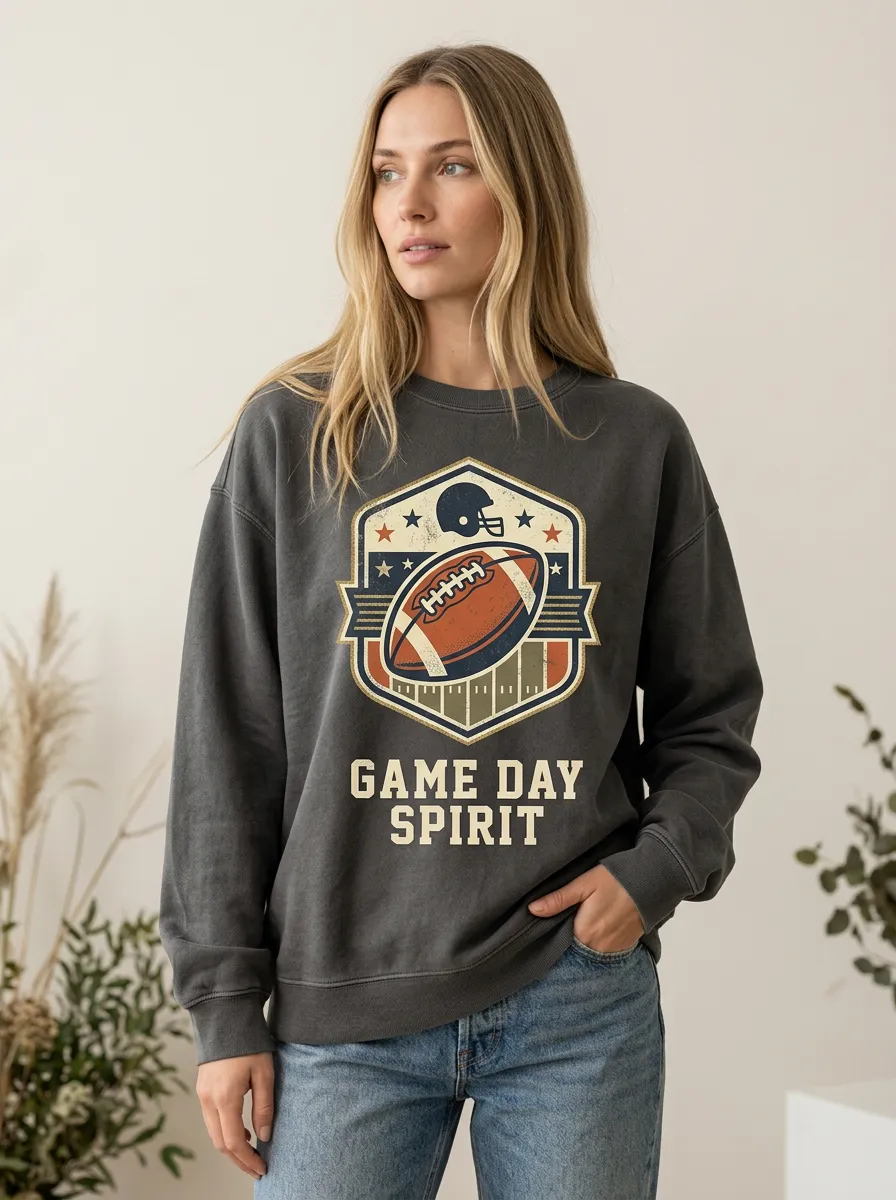 Women's Football Lover Game Day Spirit Helmet Graphic Crewneck Sweatshirt
