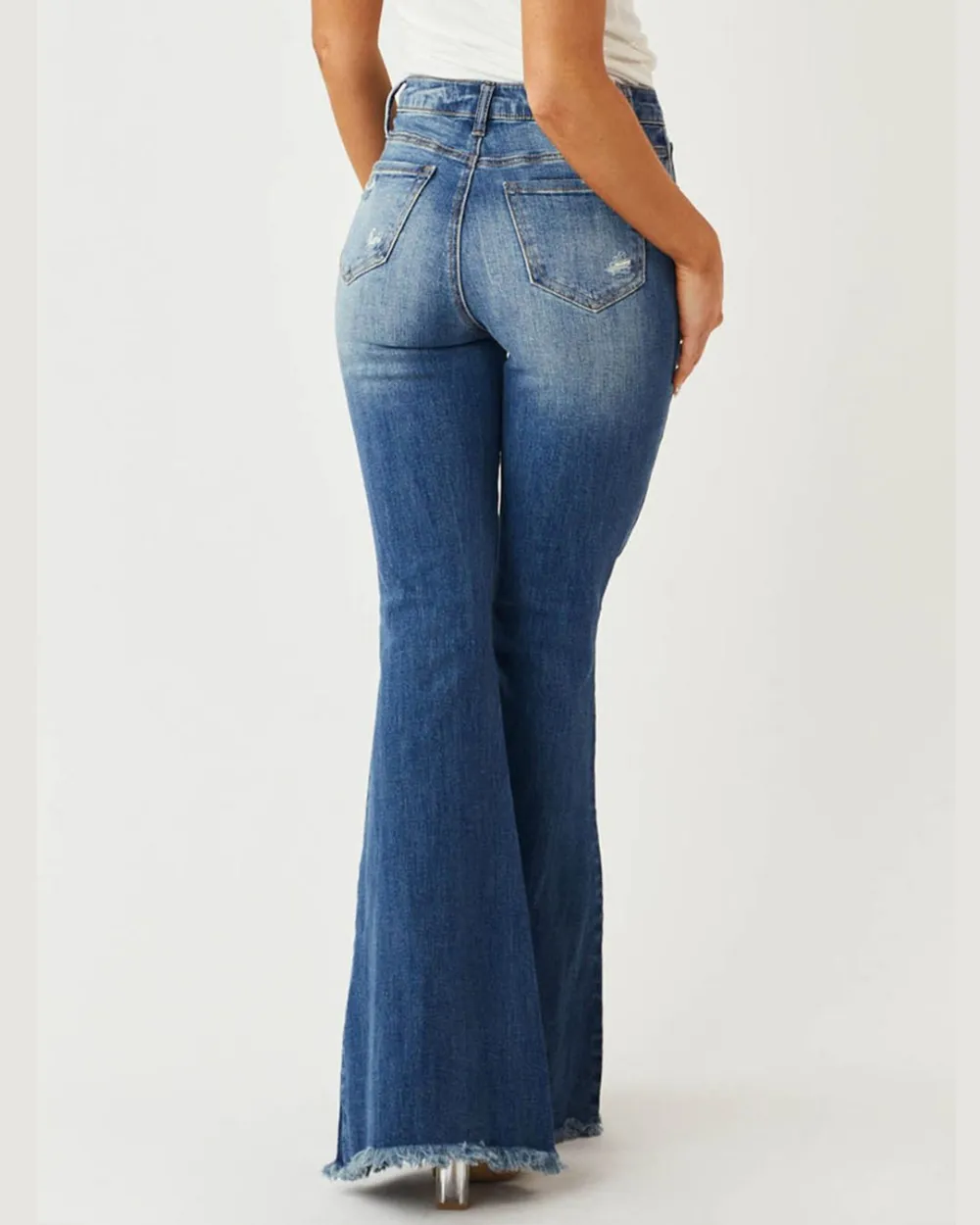 Distressed Stretch Flare Jeans