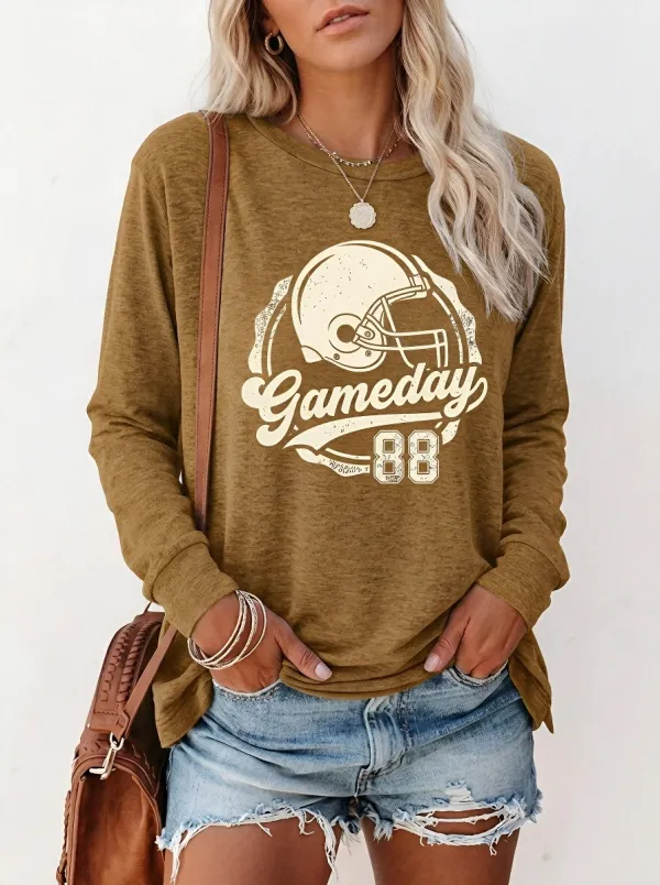 Women's Football Gameday Helmet Printed Long Sleeve Shirt