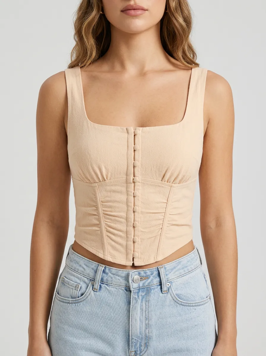 Square-Neck Women's Corset-Style Top
