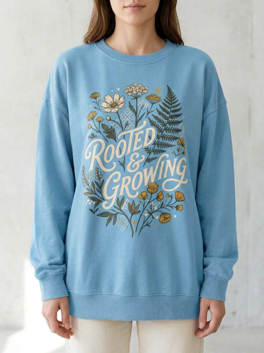 Rooted And Growing Botanical Floral Sweatshirt