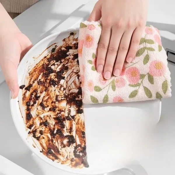 6 Pcs Floral Print Cleaning Cloth