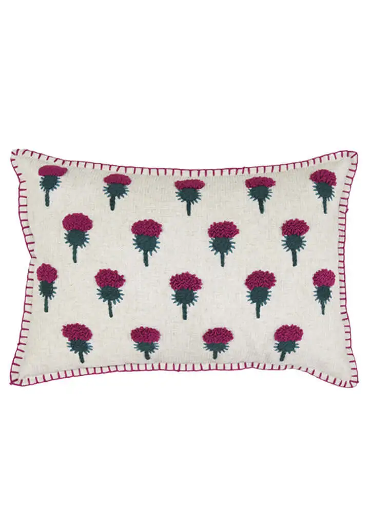 Refined Design Embroidered Cotton Decorative Cushion Cover