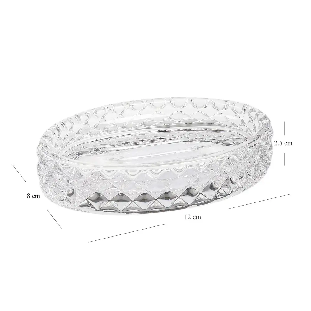 Clear Faceted Glass Soap Holder