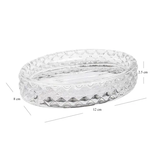 Clear Faceted Glass Soap Holder