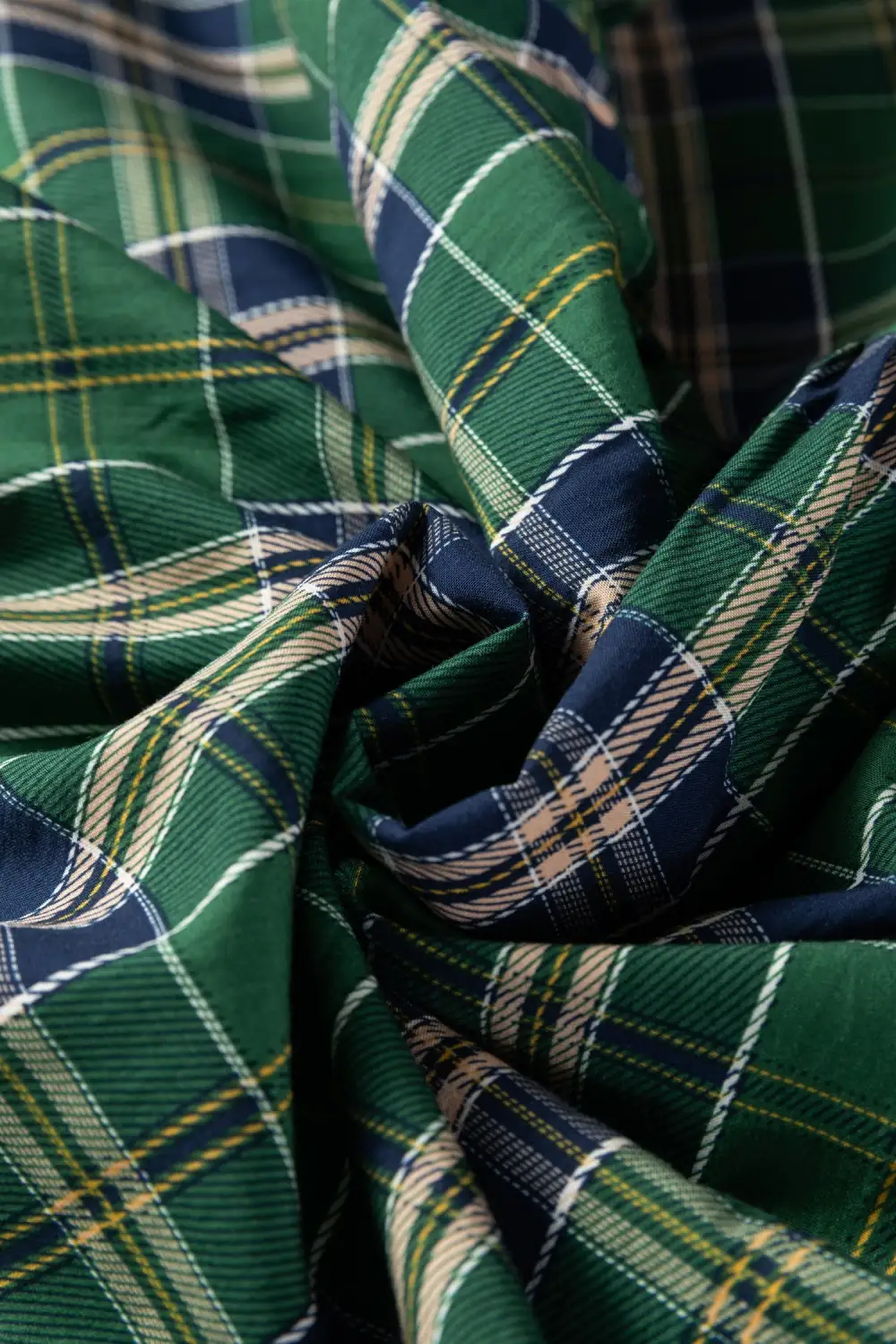 Plaid Split Neck Long Sleeve Mini Dress