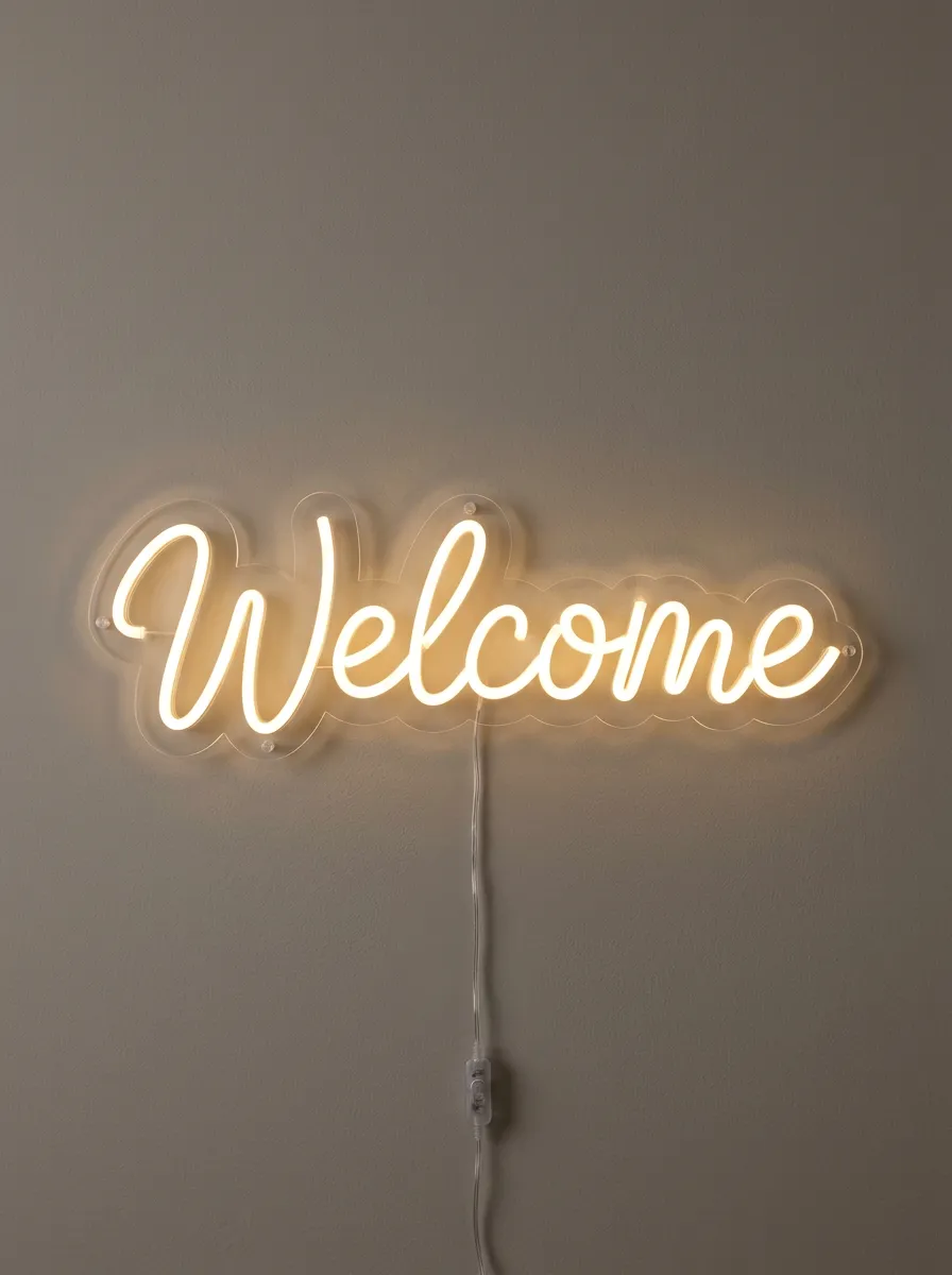 Utility Cursive Script Welcome Neon Sign