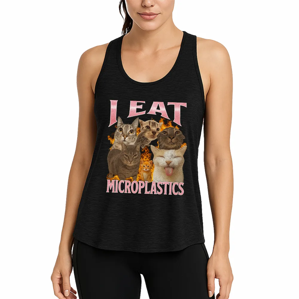 I Eat Microplastics Funny Cat Meme Athletic Tank