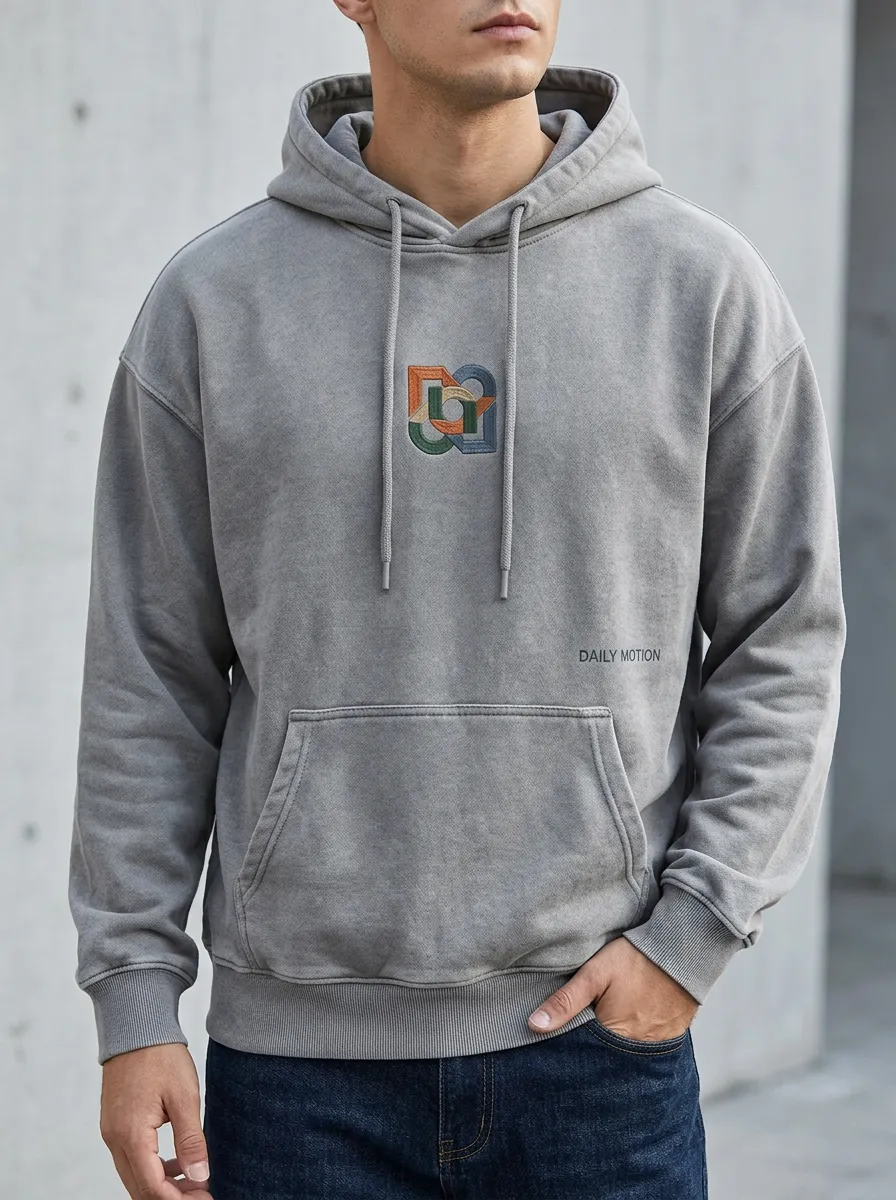 Men's Daily Motion Geometric Logo Print Hoodie