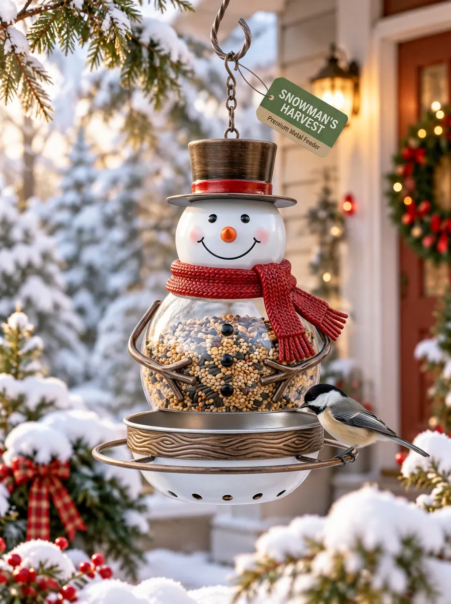 Classic Snowman Shaped Christmas Bird Feeder