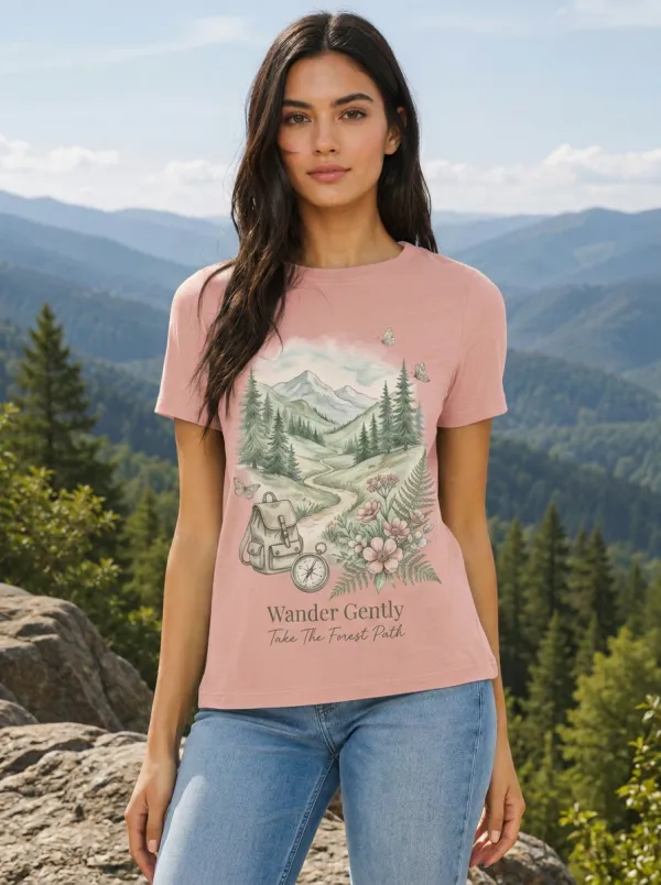 Women's Nature Hiking Lover Mountain Forest Printed T-shirt