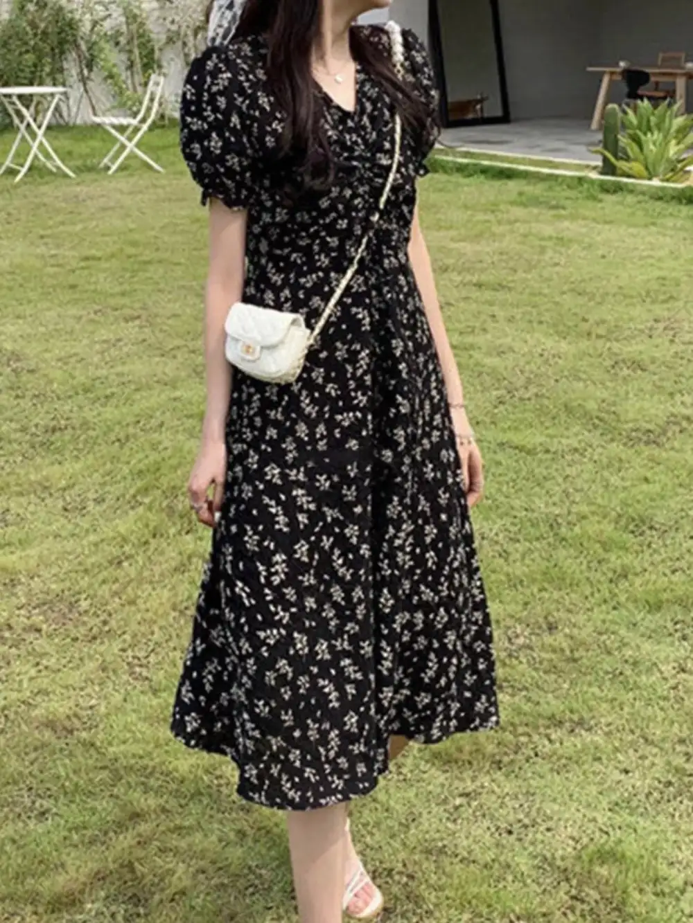 Puff Sleeve Midi Dress