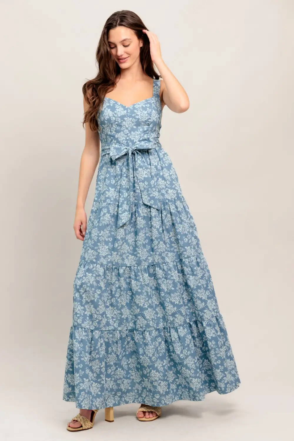 Classic Tiered Cotton Printed Maxi Dress